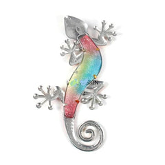 Multi-coloured Gecko Metal Wall Art