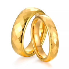 Tungsten Carbide Gold Couple Wedding Ring