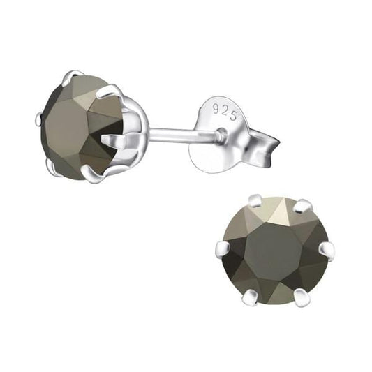 Silver Round Stud Earrings