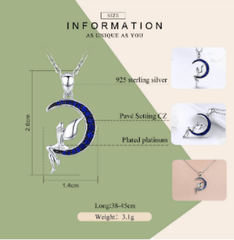 Silver Moon Fairy Pendant Necklace