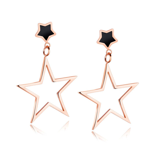 Stainless Steel Rose Gold Star Stud Earrings