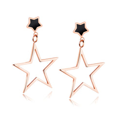 Stainless Steel Rose Gold Star Stud Earrings
