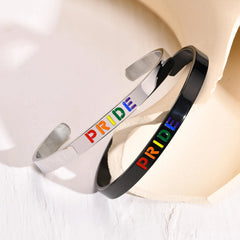 Steel Pride LGBT Rainbow Bangle