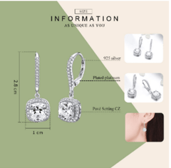 Square Cut Cubic Zirconia Earrings