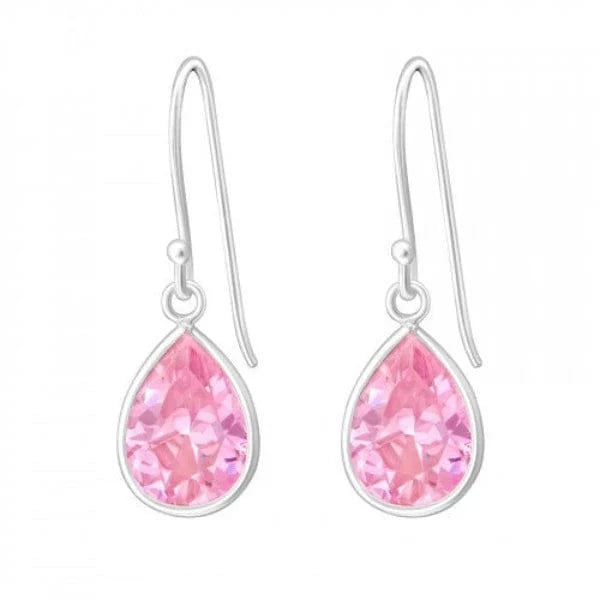 Silver Pear CZ Earrings