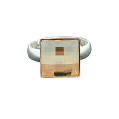 Sterling Silver Chessboard Golden Shadow Ring