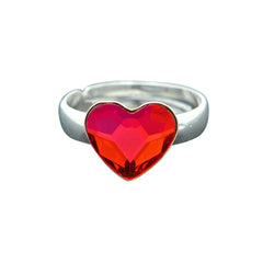 Silver Heart Light Siam Red Ring