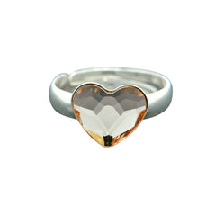 Sterling Silver Heart Light Silk Crystal Ring