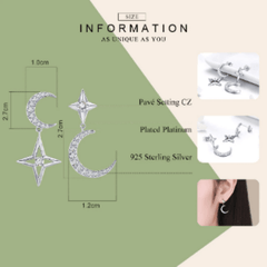 Silver Star and Moon Earrings
