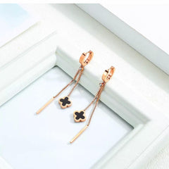 Steel Rose Gold Long Tassel Earrings