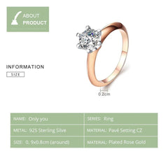 Silver Rose Gold CZ Engagement Ring