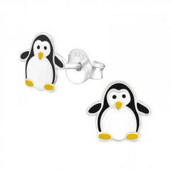 Kids Silver Penguin Ear Studs