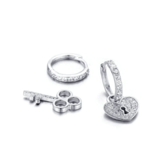 Silver Lock and Key Earrings