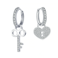 Silver Lock and Key Earrings