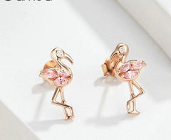 Rose Gold Flamingo Earrings