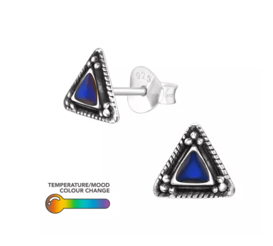 Silver Triangle Mood Stud Earrings