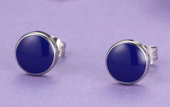 Mens Blue Stainless Steel Stud Earrings