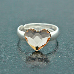 Sterling Silver Heart Light Silk Crystal Ring