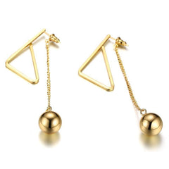 Steel Gold Women Jewellerys Long Drop Earrings