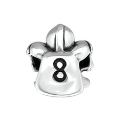 Silver Hockey Player Charm Bead