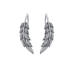 Silver Feather Drop Earrings
