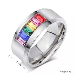 Rainbow CZ Pride Stainless Steel Ring