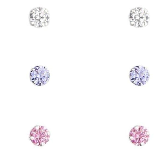 Silver Round Earrings Set