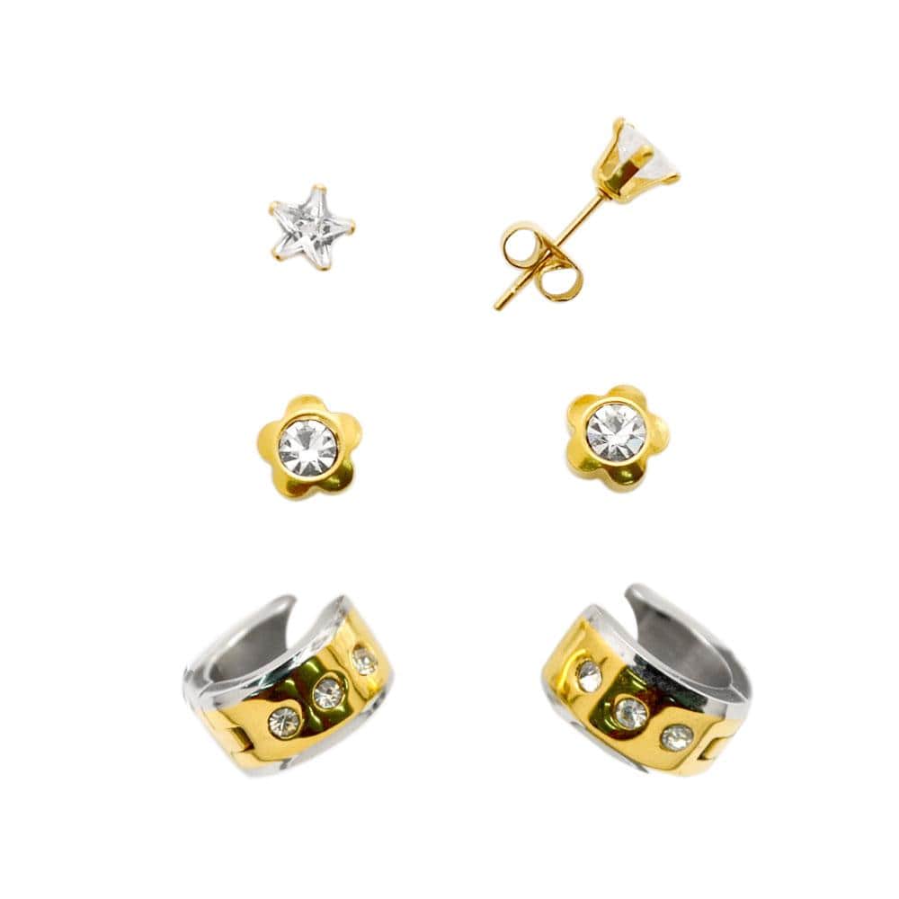 Gold Surgical Steel Mix Earrings Set