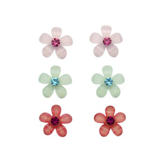 Flower Steel  Ear Studs Earrings Set