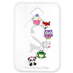 Kids Sterling Silver Mixed Earrings Set for Girls