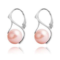 Silver Heart Rose Peach Earrings