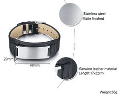 Personalised Engraved leather Bracelet for Men