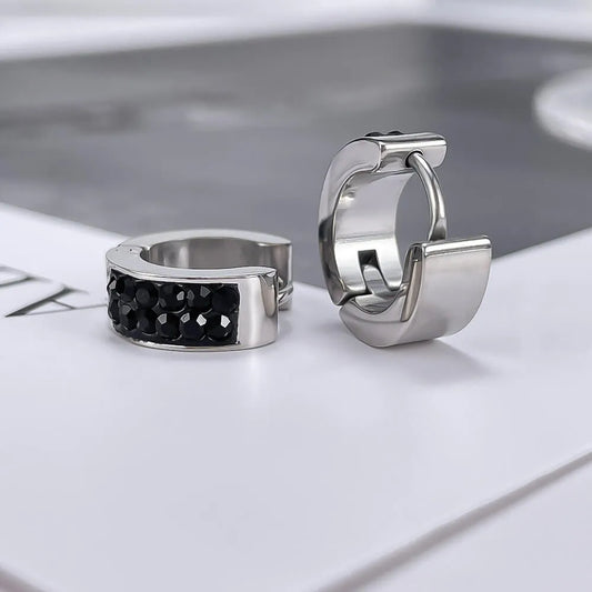 Steel Black  Huggie Earrings