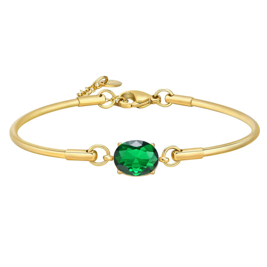 Steel Gold Green stone Bracelet
