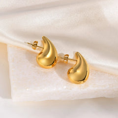 Steel Large Teardrop Stud Earrings