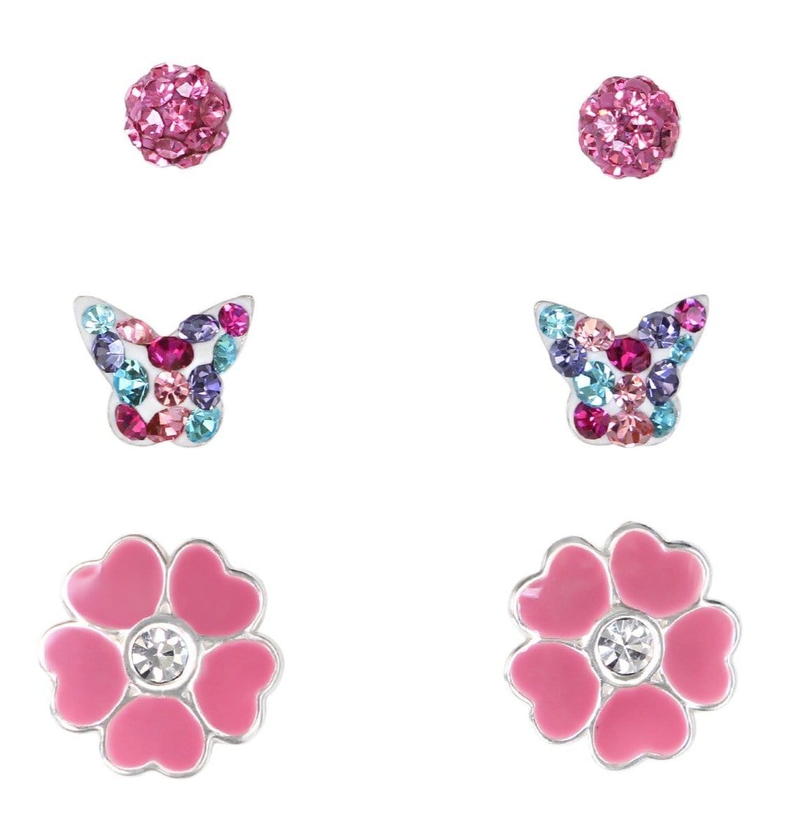 Silver Butterfly Earrings  Set for Kids