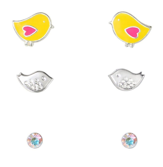 Silver Chicken  Earrings Set for Kids