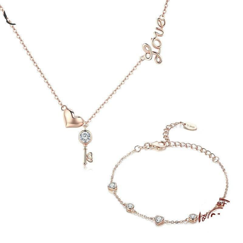 Rose Gold Lock Love Jewelry Set