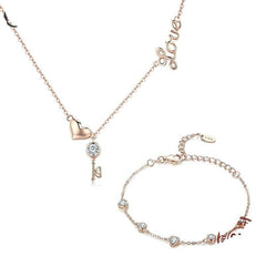 Rose Gold Lock Love Jewelry Set