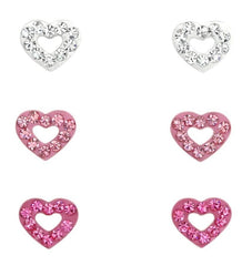 Silver Heart Ear Studs Set for Kids