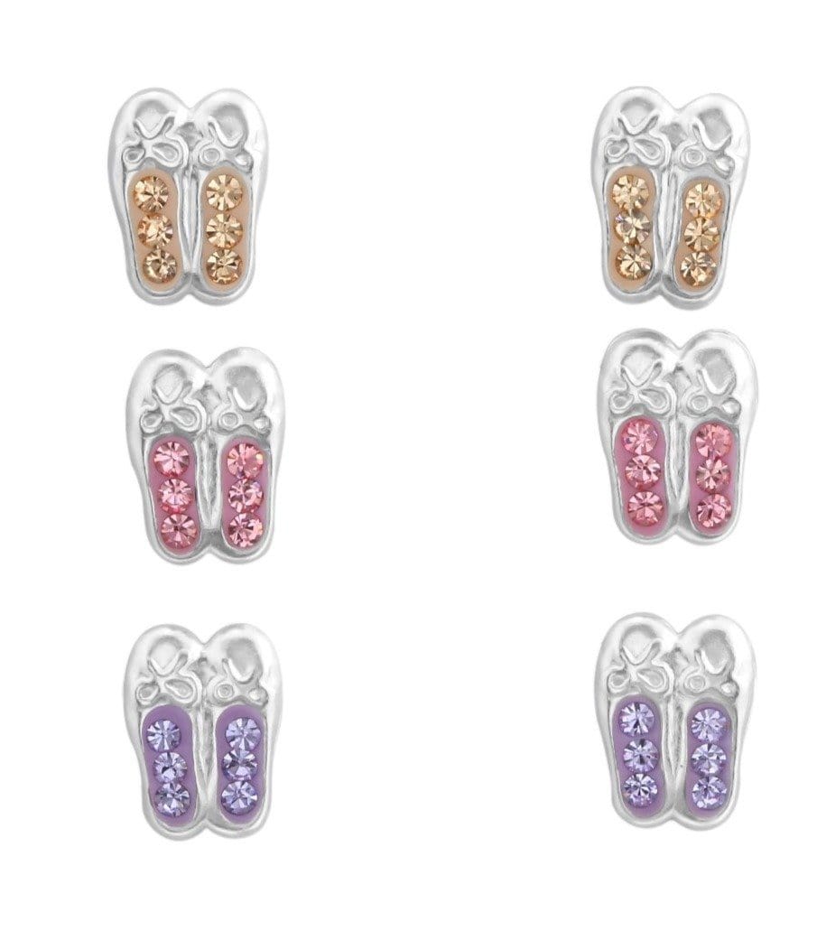 Silver Ballerina Shoes  Earrings Set for Kids