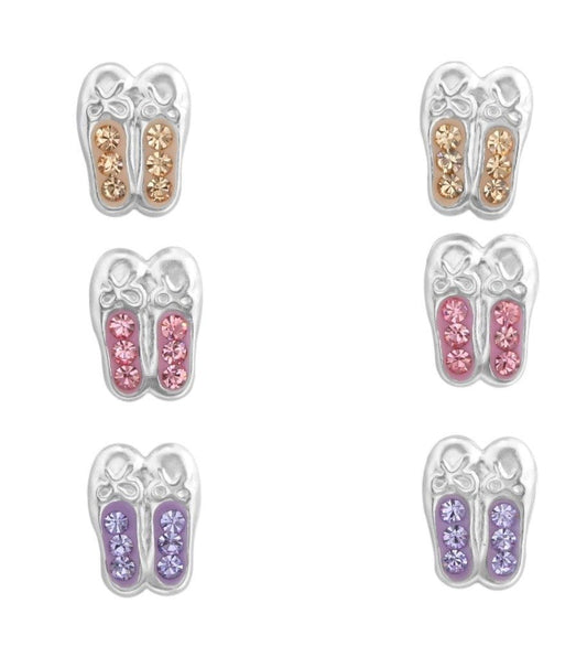 Silver Ballerina Shoes  Earrings Set for Kids