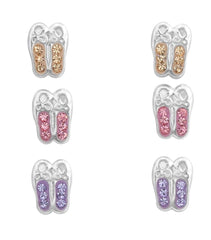 Silver Ballerina Shoes  Earrings Set for Kids