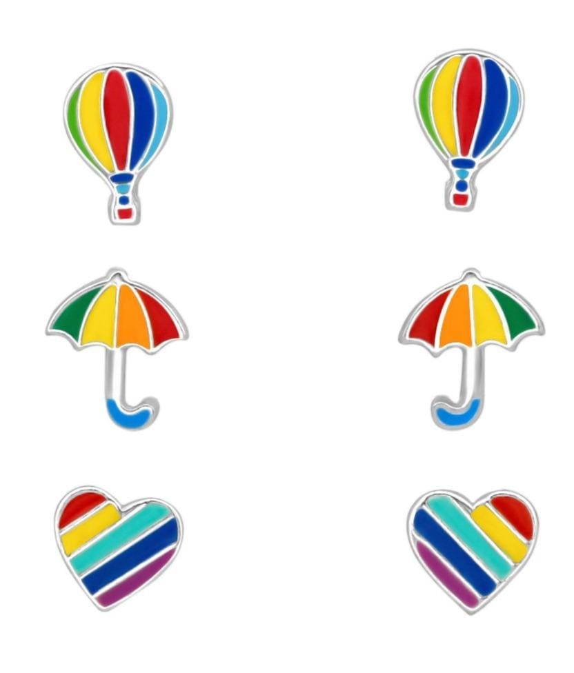 Silver Rainbow Ear Studs Set