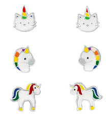 Silver Unicorn Earrings  Set for kids