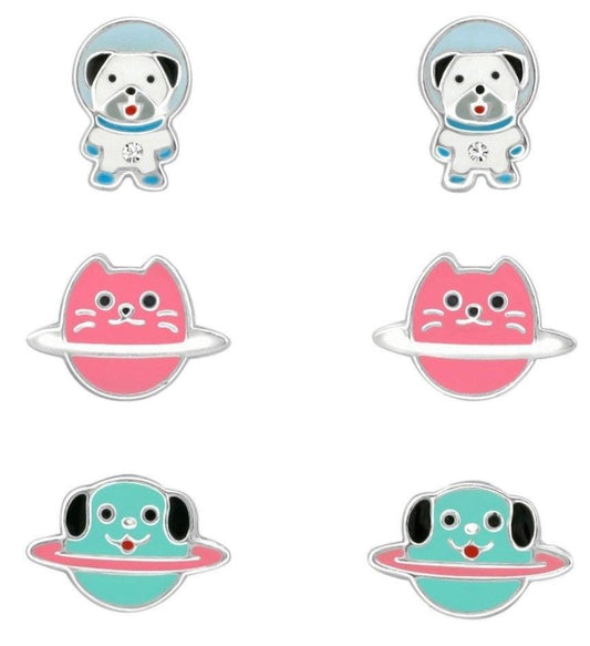 Silver Animal Planet earrings  Set for Girls