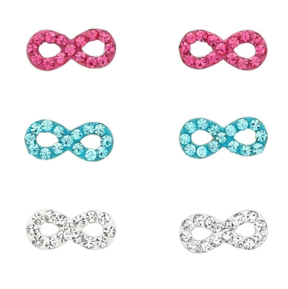 Kids Sterling Silver Infinity Earrings Set