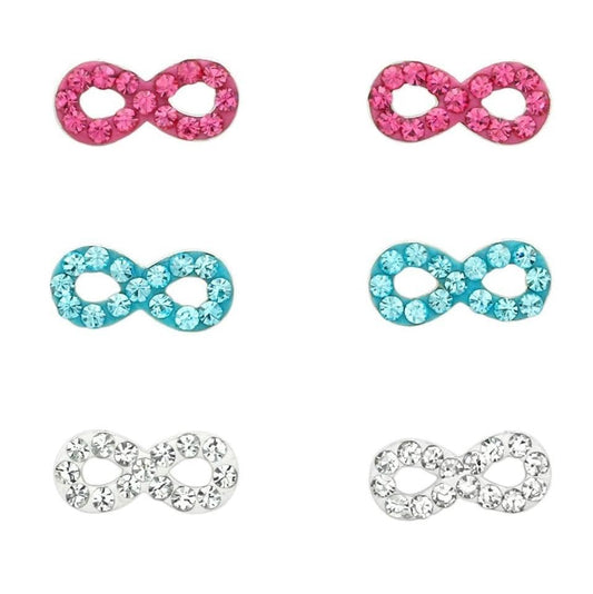 Kids Sterling Silver Infinity Earrings Set