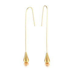 Steel Gold Long Drop Earrings