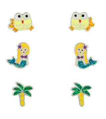 Silver Mixed  Earrings Set for Girls